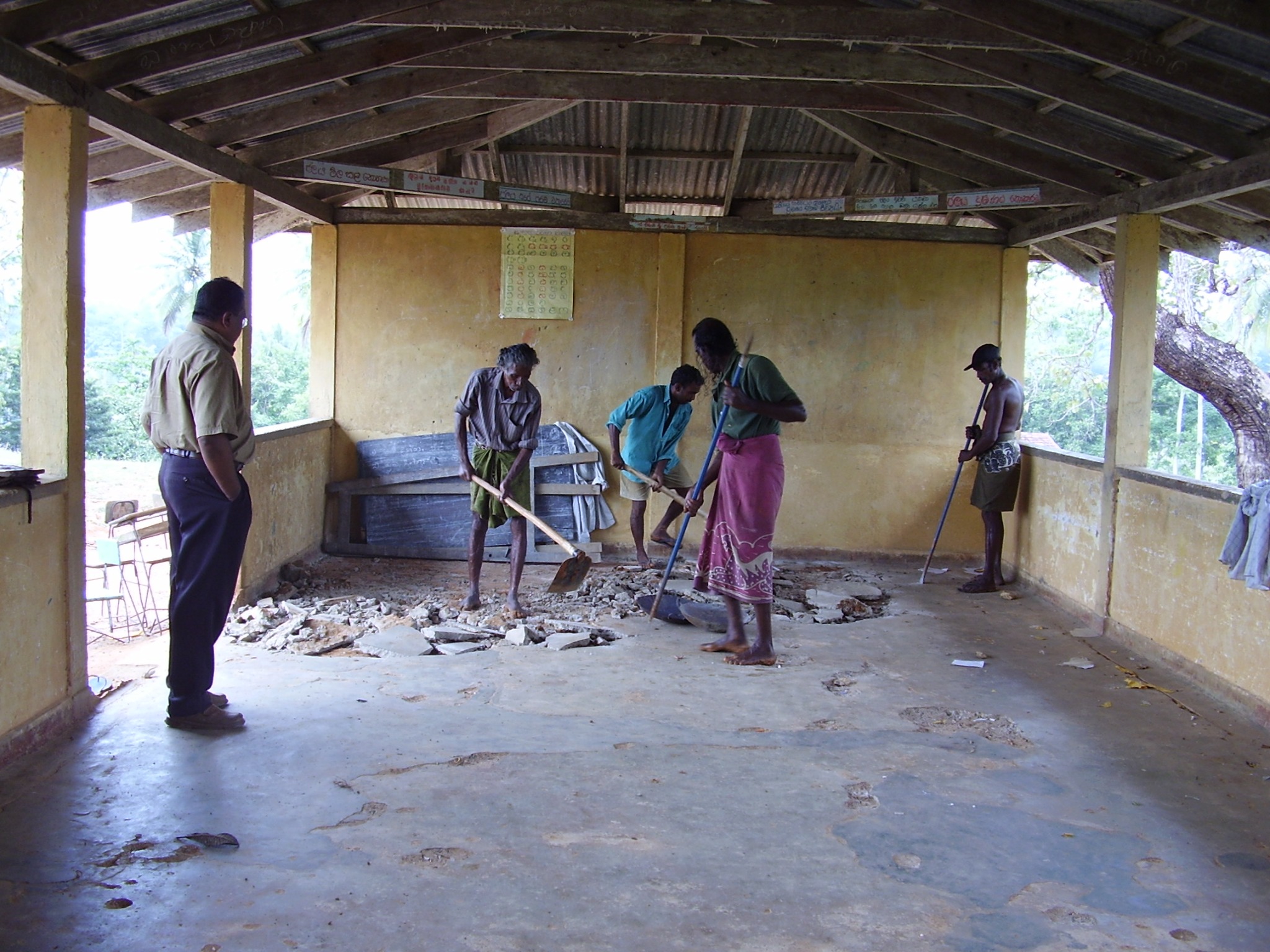 Repairs in progress inside an existing school building