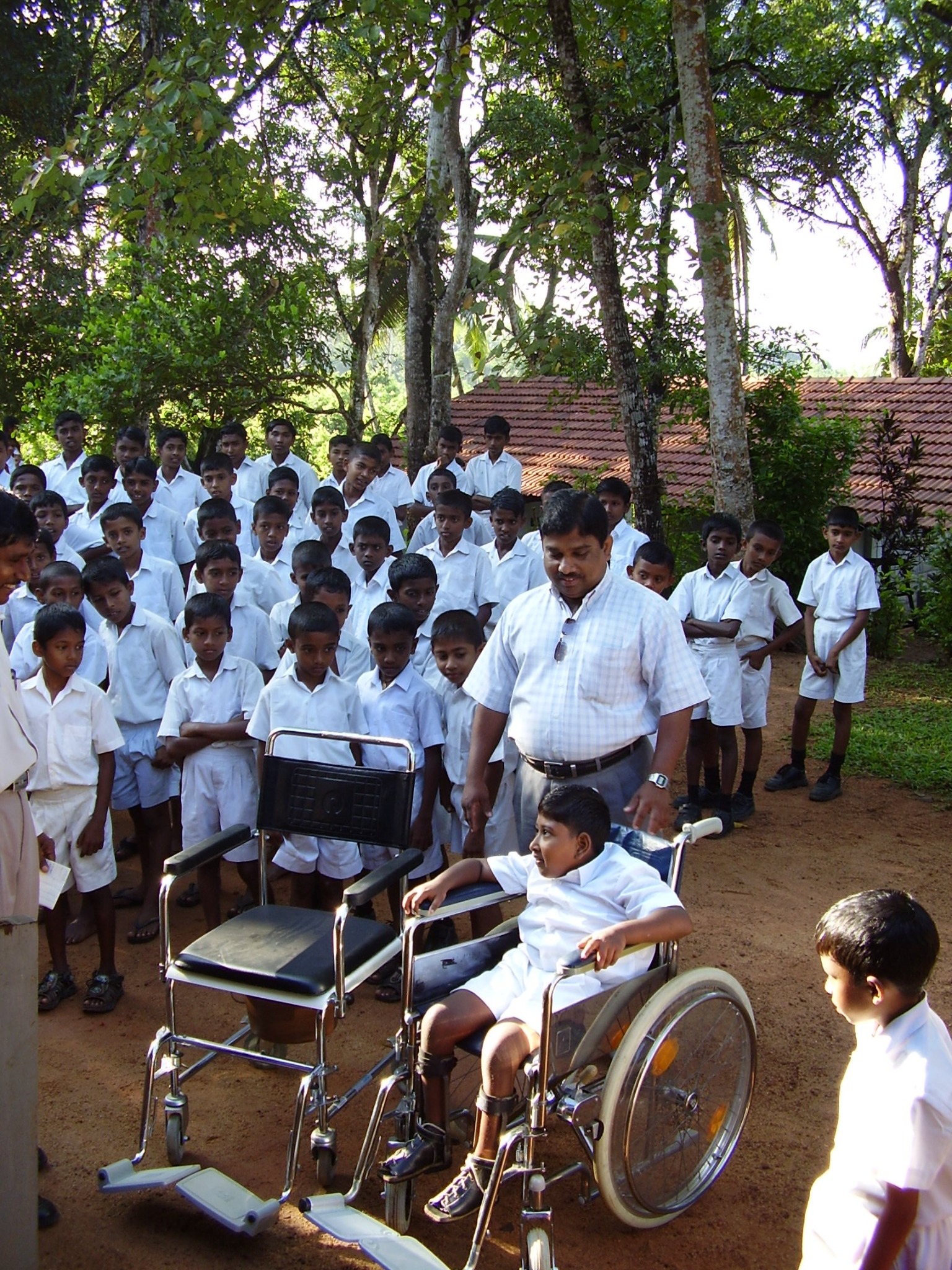 Wheelchair presented at Kiralagahawela School